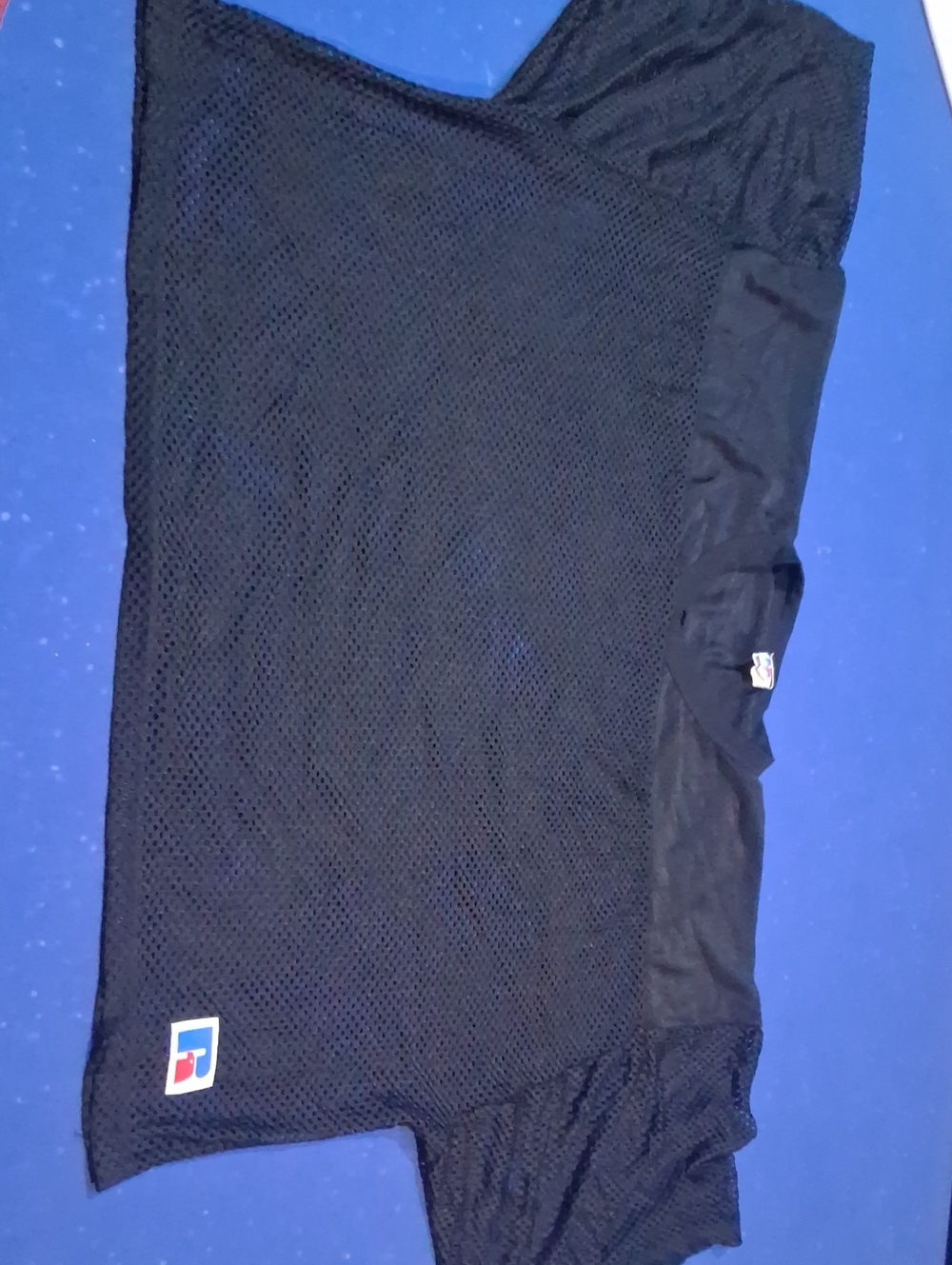 Vintage 90s Russell Athletic Black Men's Mesh Jersey Made In U.S.A 100% Nylon